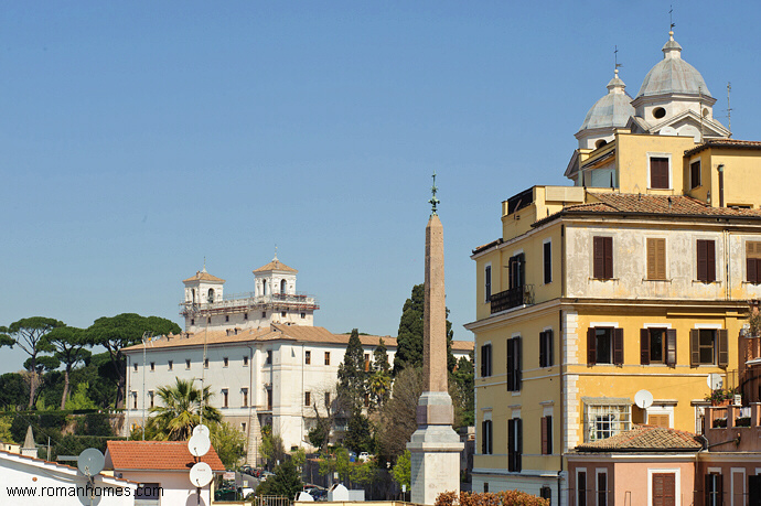 View of Villa Medici and the obelisk and convent of the French nuns in Piazza Trinita' dei Monti